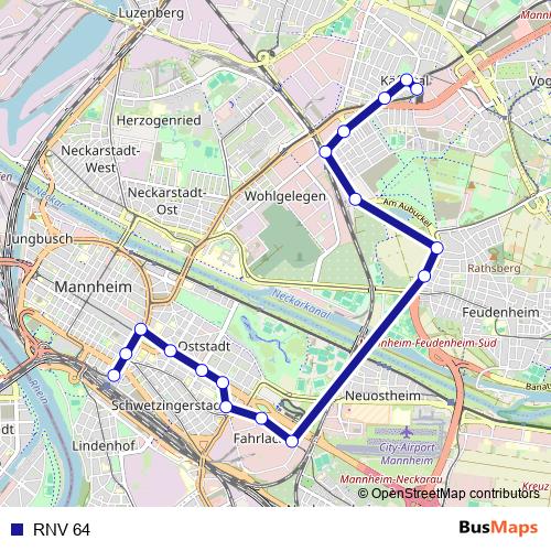 RNV 64 bus Line Map
