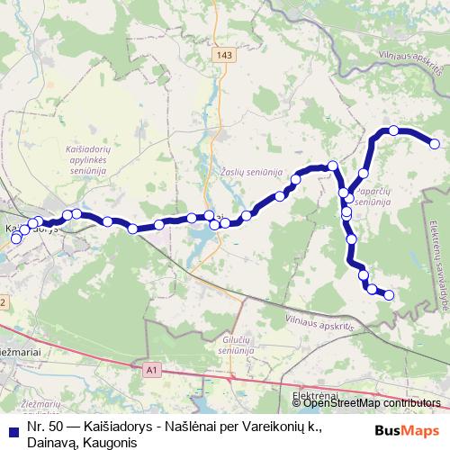 Nr. 50 bus Line Map