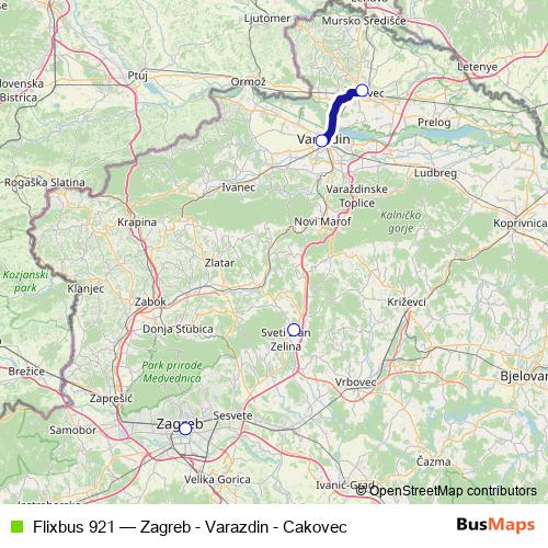 Flixbus 921 bus Line Map