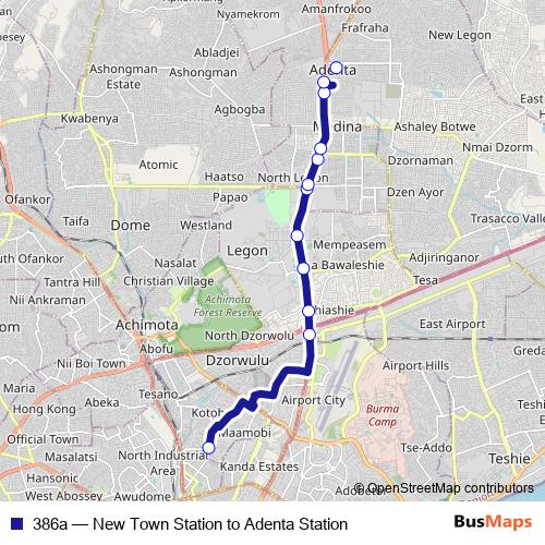386a bus Line Map