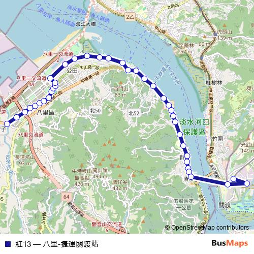紅13 bus Line Map