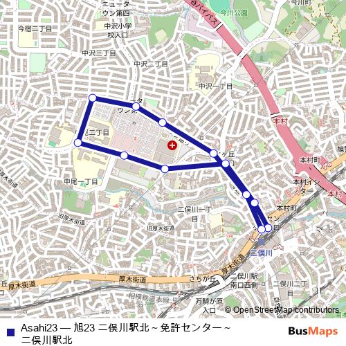 Asahi23 bus Line Map