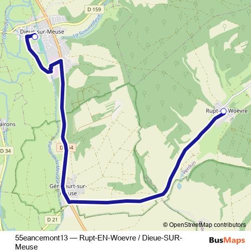 55eancemont13 bus Line Map