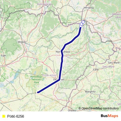Pótló 6256 bus Line Map