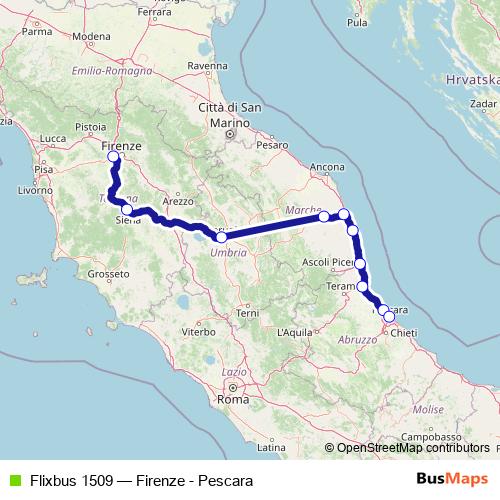 Flixbus 1509 bus Line Map