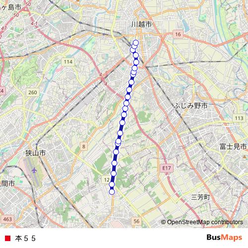 本５５ bus Line Map