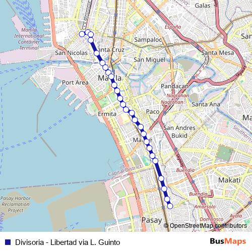 Divisoria - Libertad via L. Guinto bus Line Map