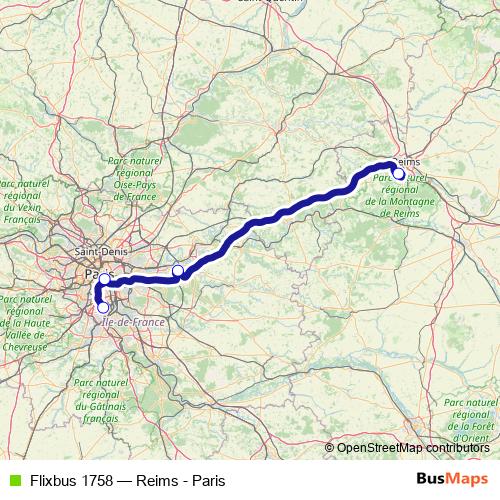 Flixbus 1758 bus Line Map