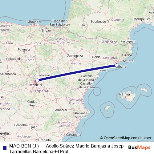 MAD-BCN (Jl) air Line Map