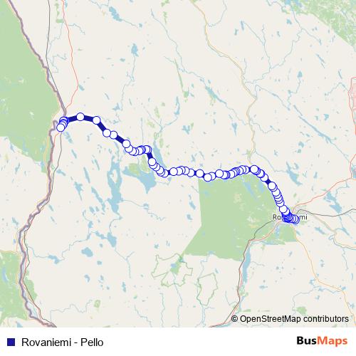 Rovaniemi - Pello bus Line Map