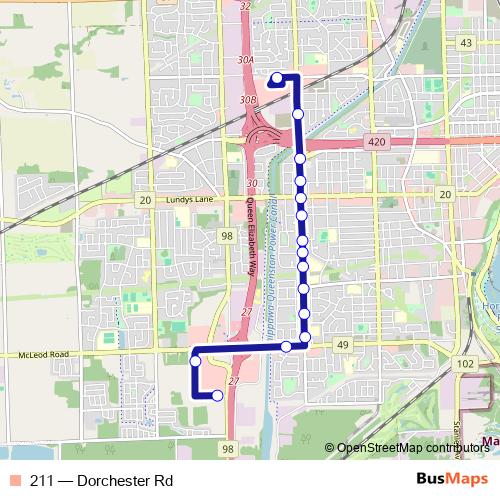 211 bus Line Map