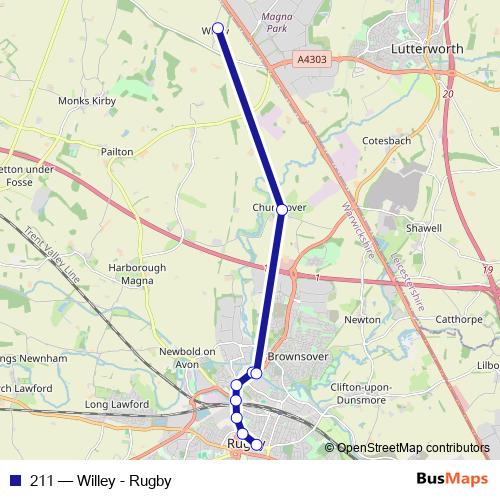 211 bus Line Map