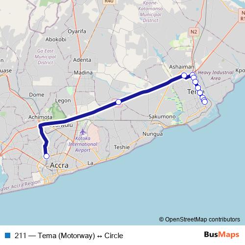 211 bus Line Map