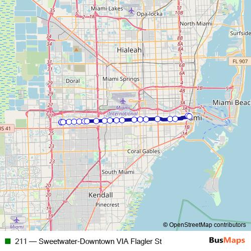 211 bus Line Map