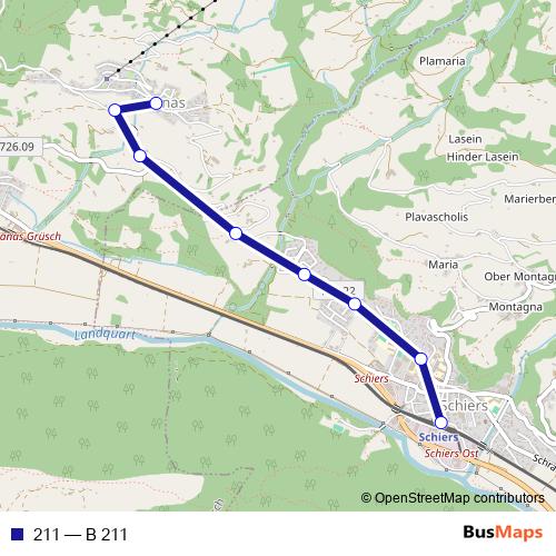 211 bus Line Map