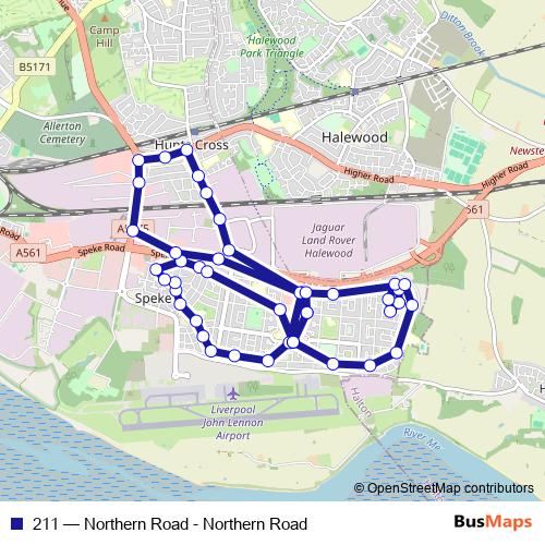 211 bus Line Map