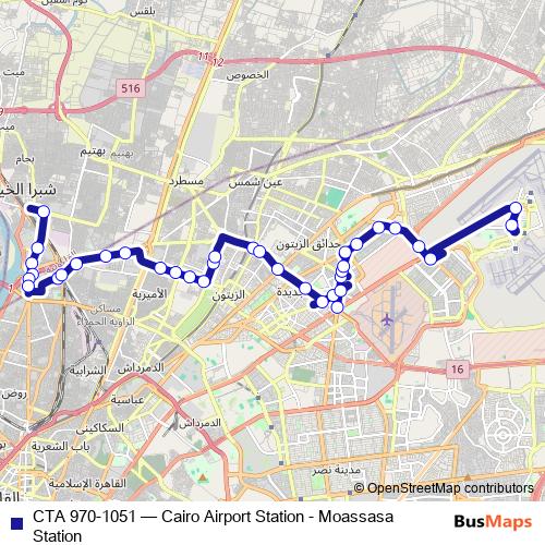 CTA 970-1051 bus Line Map