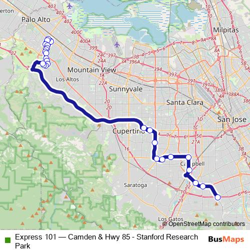Express 101 bus Line Map
