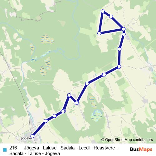 216 bus Line Map