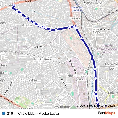 216 bus Line Map