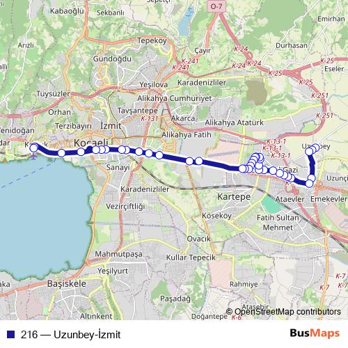 216 bus Line Map