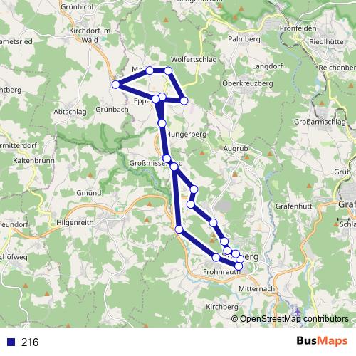 216 bus Line Map
