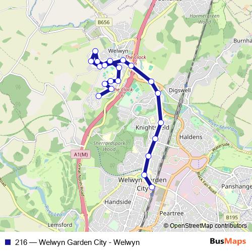216 bus Line Map