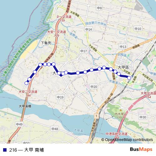 216 bus Line Map