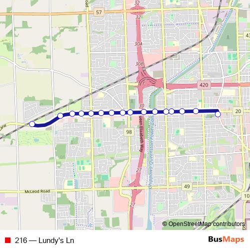 216 bus Line Map