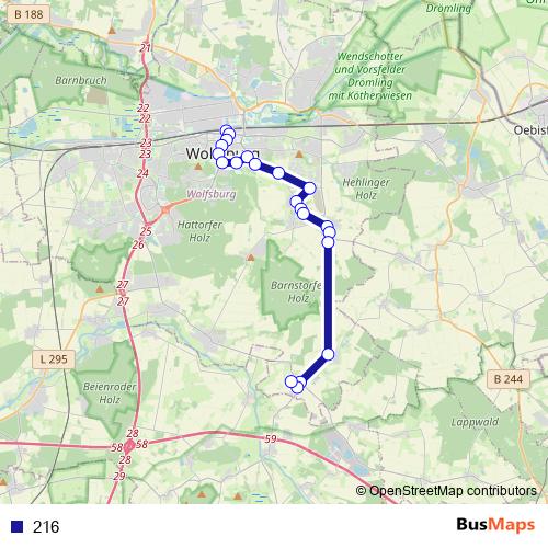 216 bus Line Map