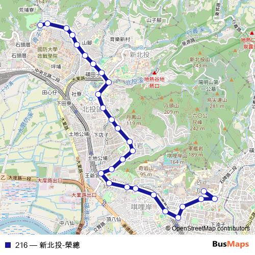 216 bus Line Map