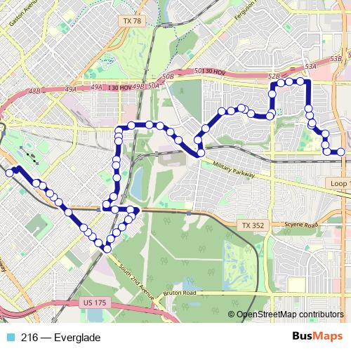 216 bus Line Map