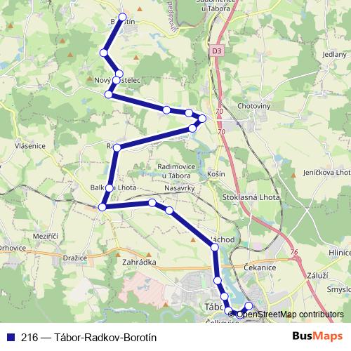 216 bus Line Map