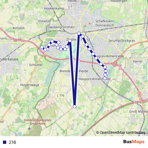216 bus Line Map