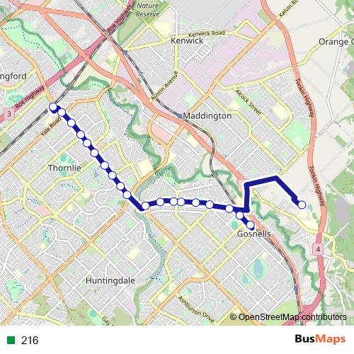 216 bus Line Map