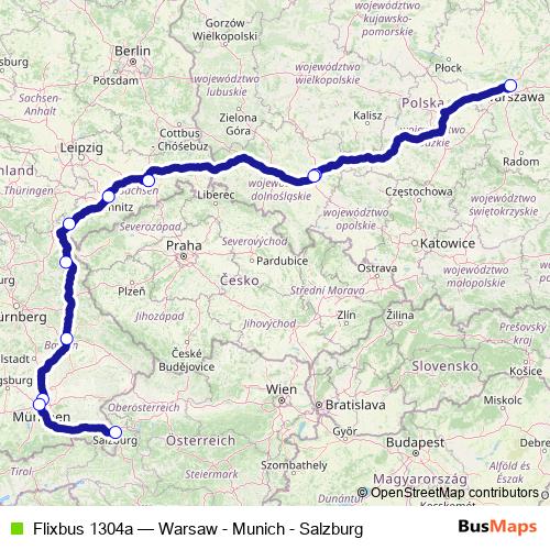 Flixbus 1304a bus Line Map