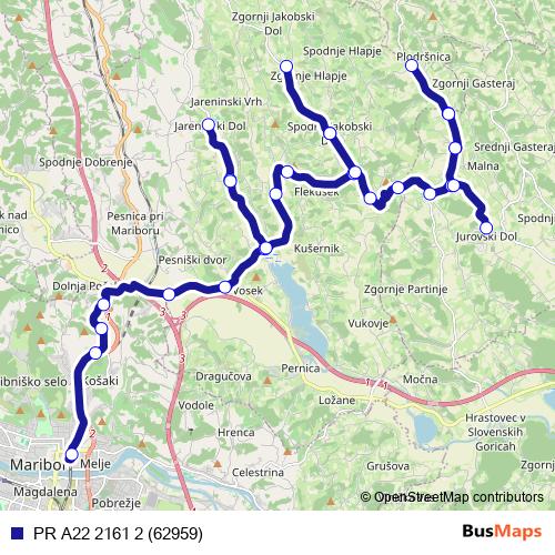 PR A22 2161 2 (62959) bus Line Map