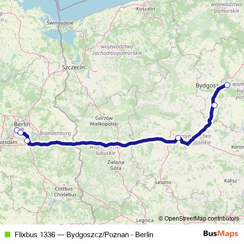 Flixbus 1336 bus Line Map