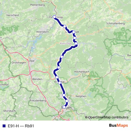 E91-H rail Line Map
