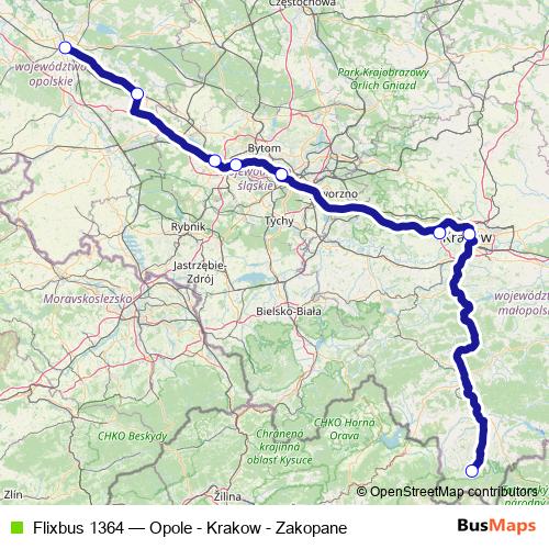 Flixbus 1364 bus Line Map