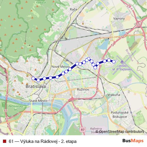 61 trolleybus Line Map