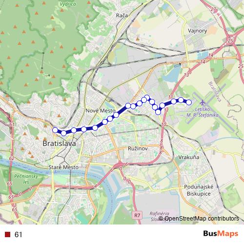61 trolleybus Line Map