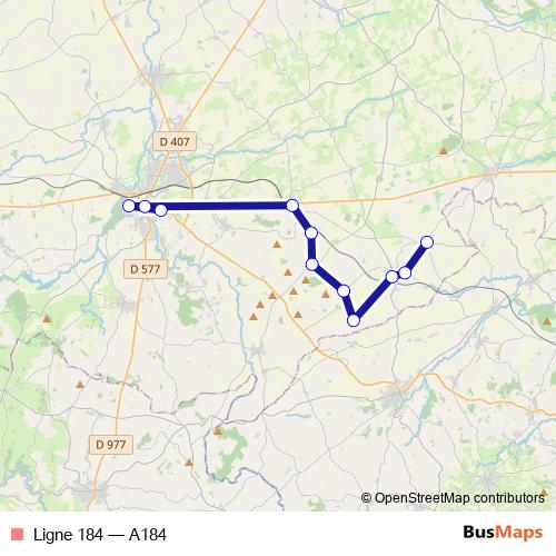 Ligne 184 bus Line Map