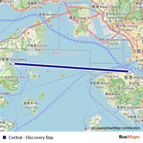 Central - Discovery Bay ferry Line Map