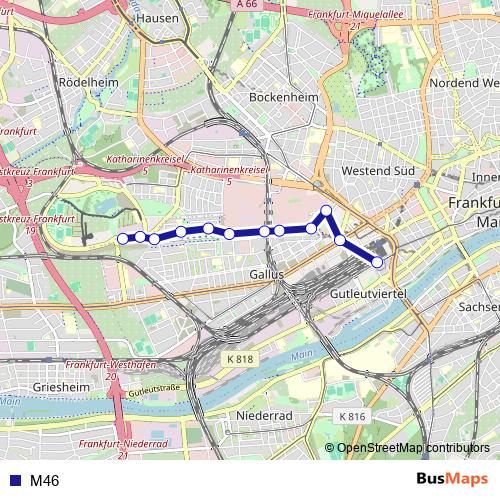 M46 bus Line Map