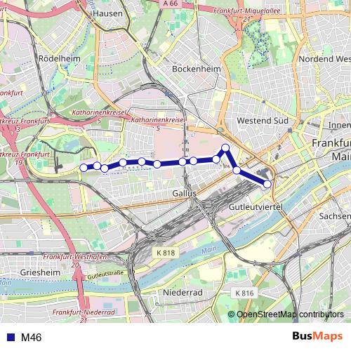 M46 bus Line Map