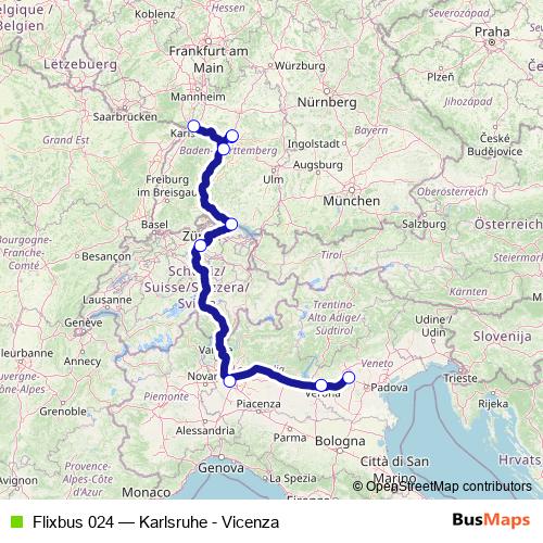 Flixbus 024 bus Line Map
