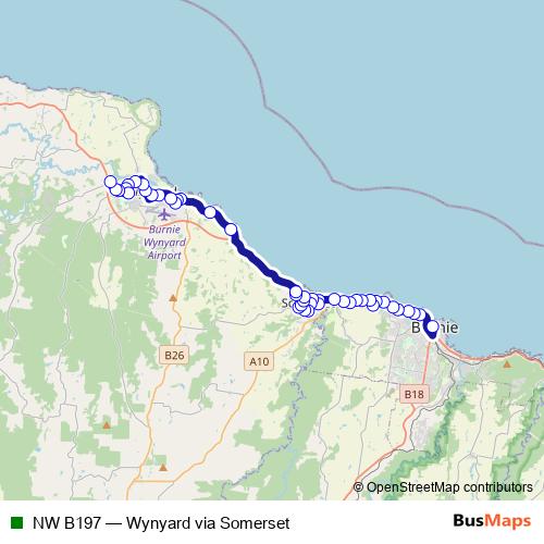 NW B197 bus Line Map