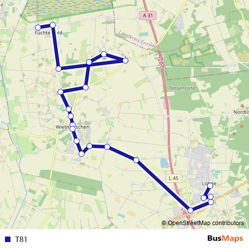 T81 bus Line Map