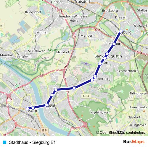 Stadthaus - Siegburg Bf tram Line Map